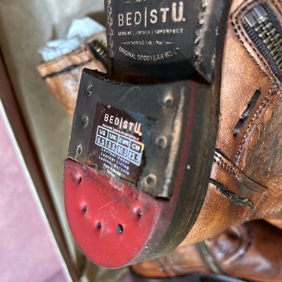 Bed Stu Hustle Leather Mid Calf Zipper Boots 6.5 Teak Rowan - Picture 5 of 11